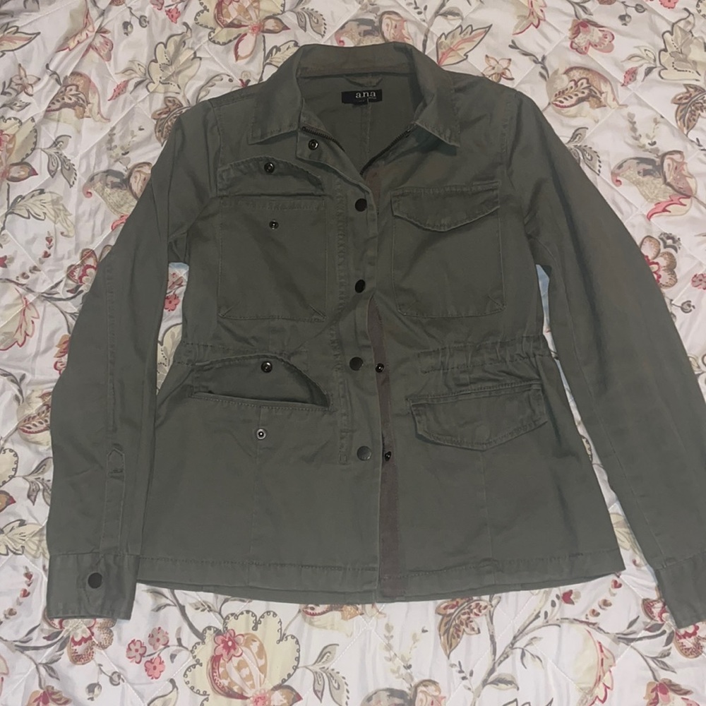 a.n.a, green, zip jacket